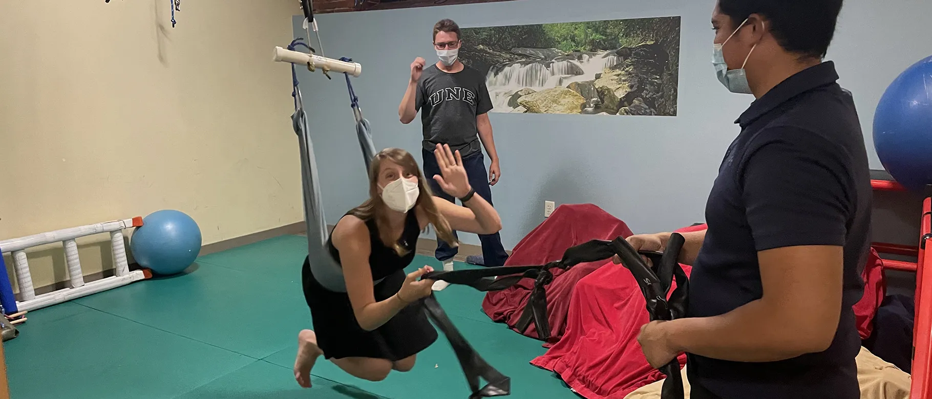 Occupational Therapy students use the equipment at the Koomar Center in Newton, Mass.