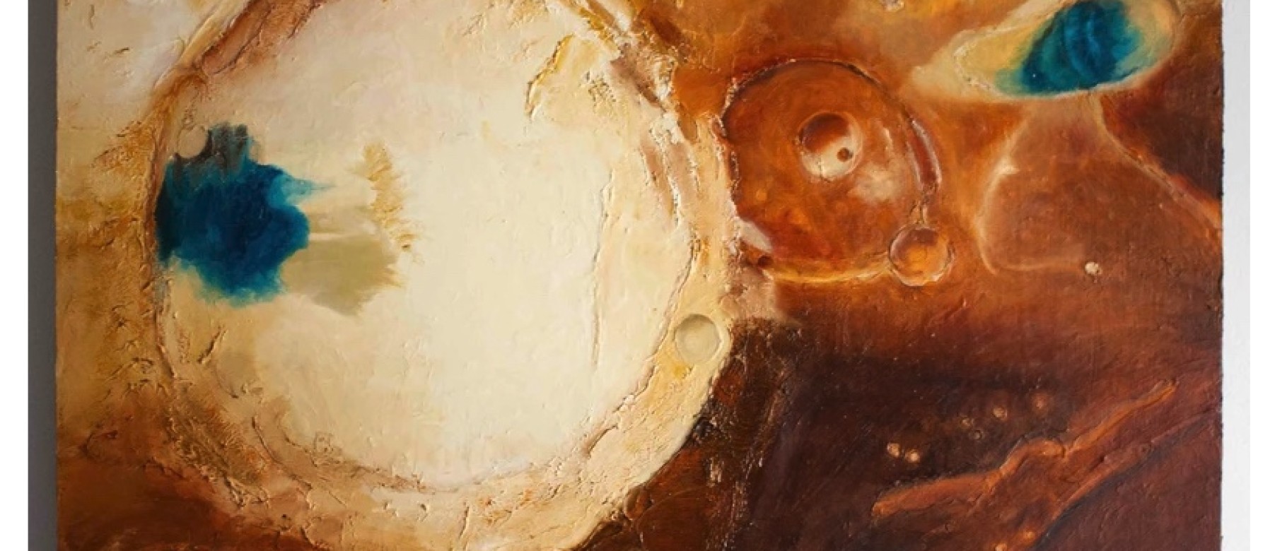 Image of a painting/sculpture hybrid by Frances Babb depicting the surface of Mars