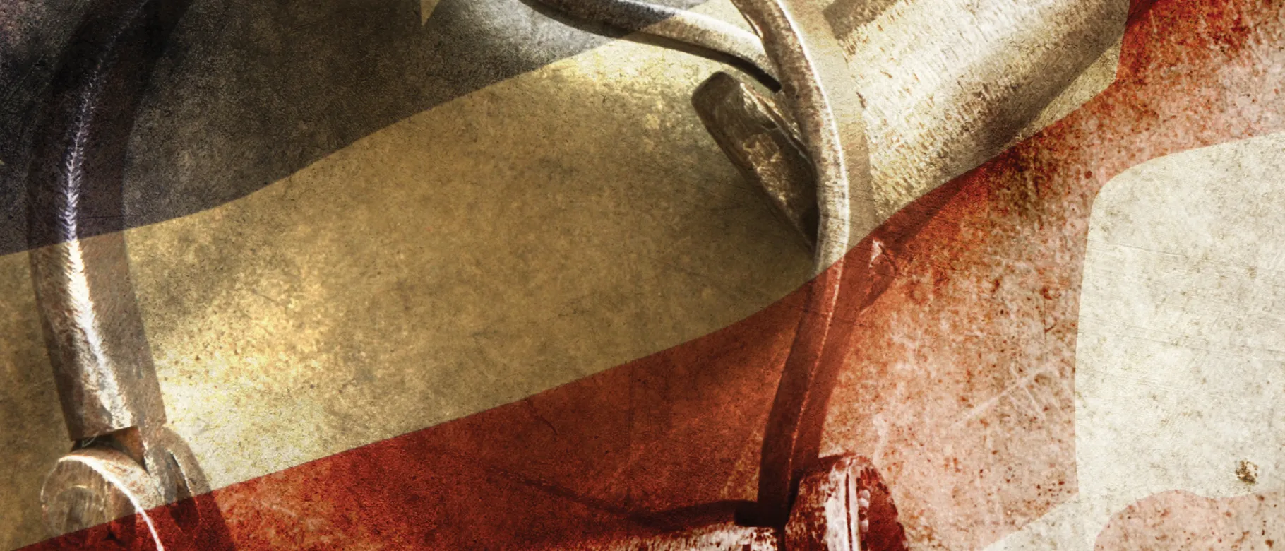 Image showing a bunched-up and faded red, white, and blue flag