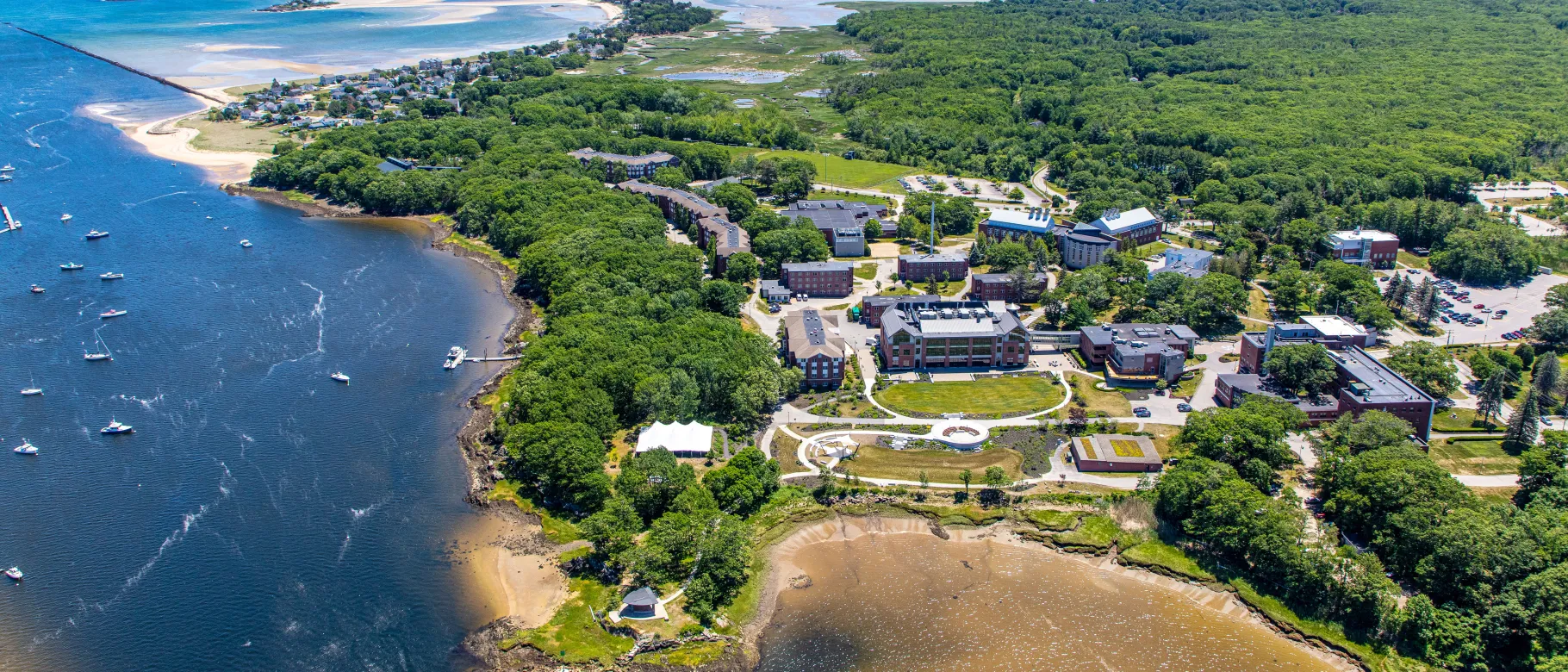 Aerial image of UNE's Biddeford Campus