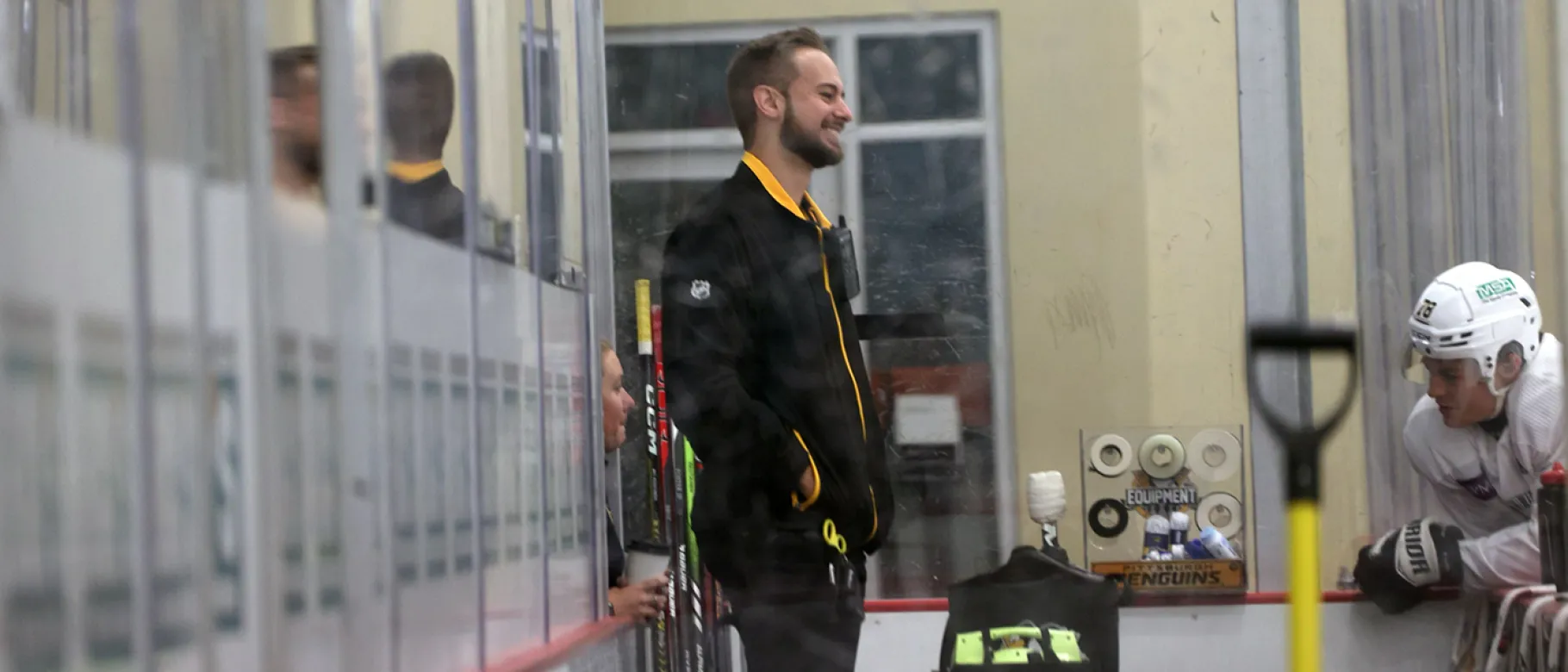 Zander Kosmala works with AHL players from Wilkes-Barre/Scranton Penguins of the American Hockey League.