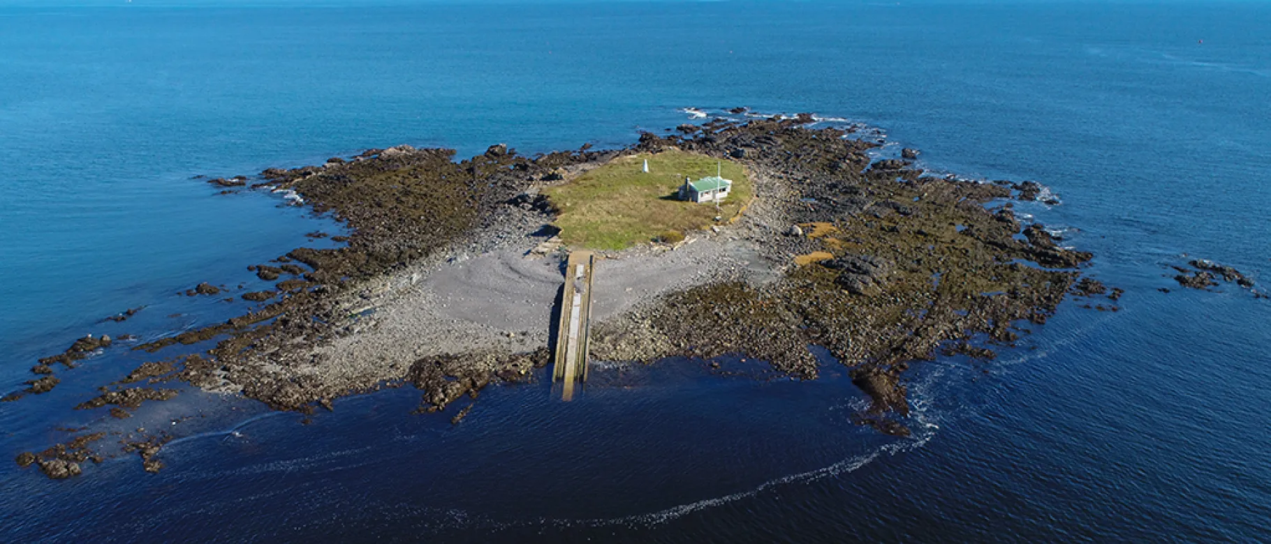 Aerial view of U N E's Ram Island
