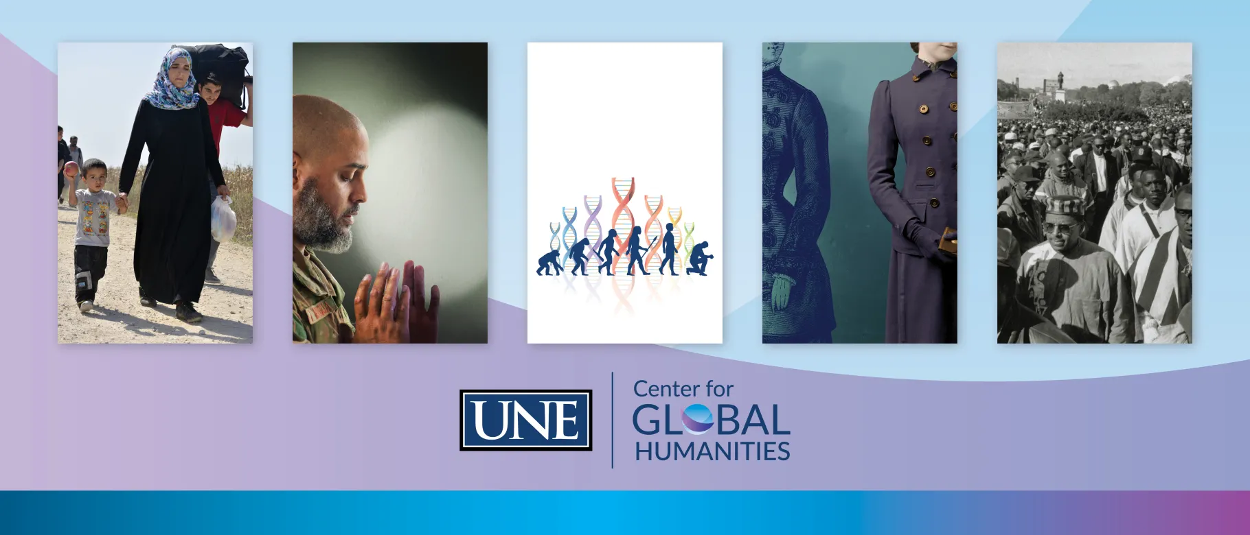 A composite graphic depicts various event poster images