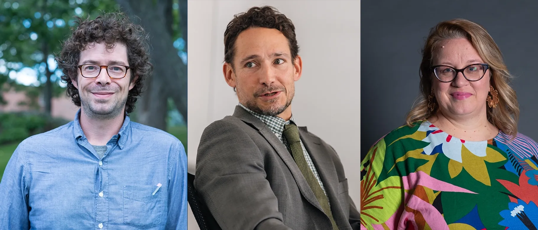 Headshots of UNE's John Waterman, Kenneth Courtney, and Shannon Zlotkowski