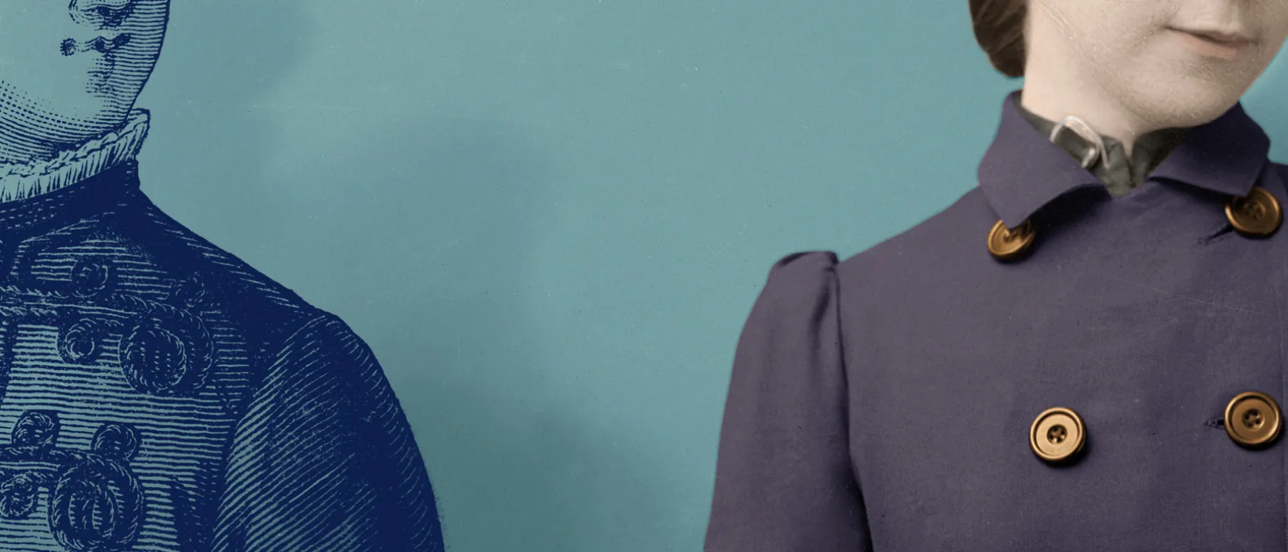 Graphic of a woman wearing a trench coat with her face obscured and only her chin visible