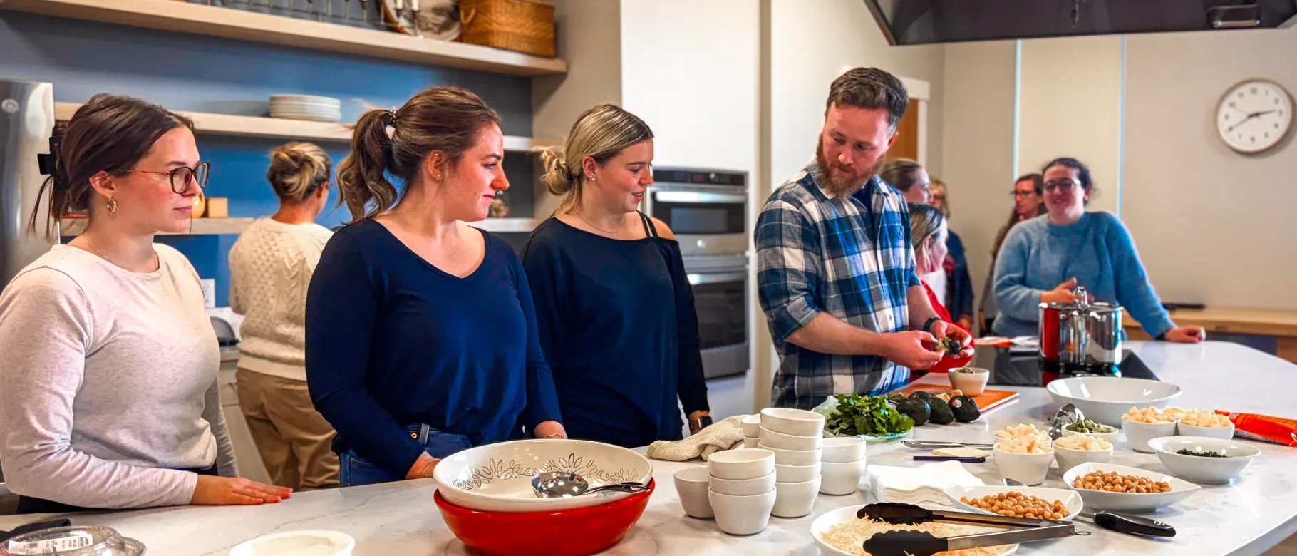 UNE students prepare ingredients for a cooking demonstration