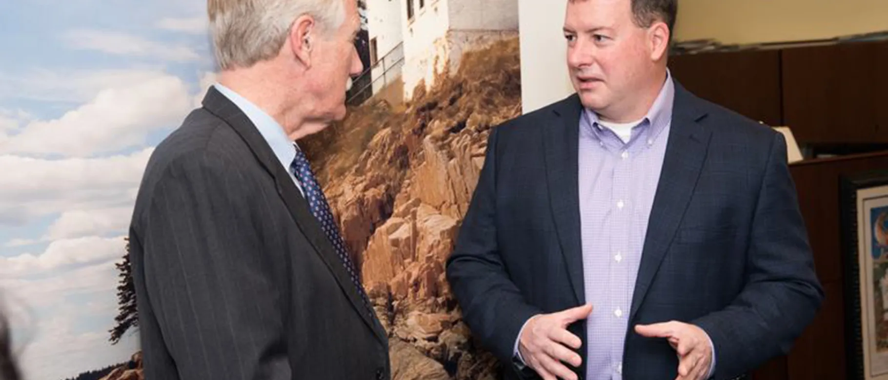 Ed Bilsky talks with Senator Angus King