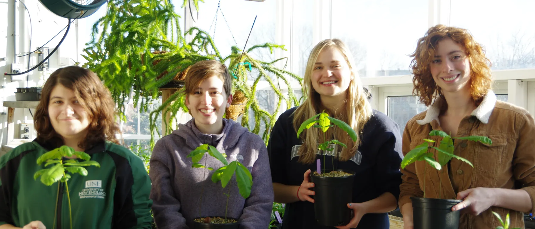 UNE Department of Environmental Studies alumni Sarah Fleishmann, Kati Hein, Christina Barton and Kat Santarpio