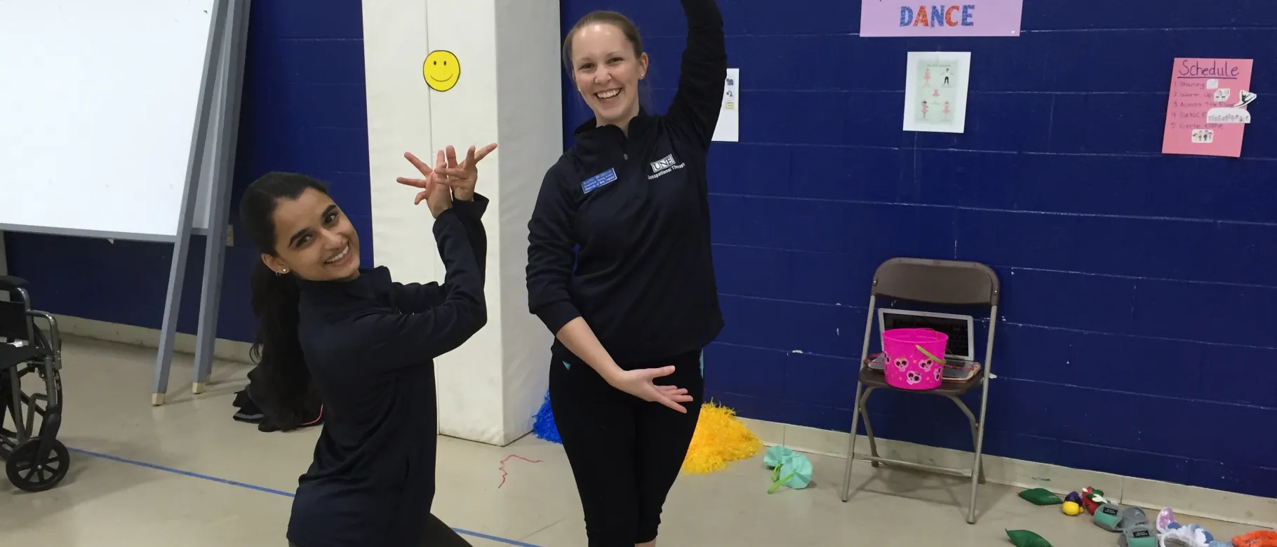 Megha Panchal and Ariella Wrubleski demonstrate adaptive dance at the Adapted Occupation Expo