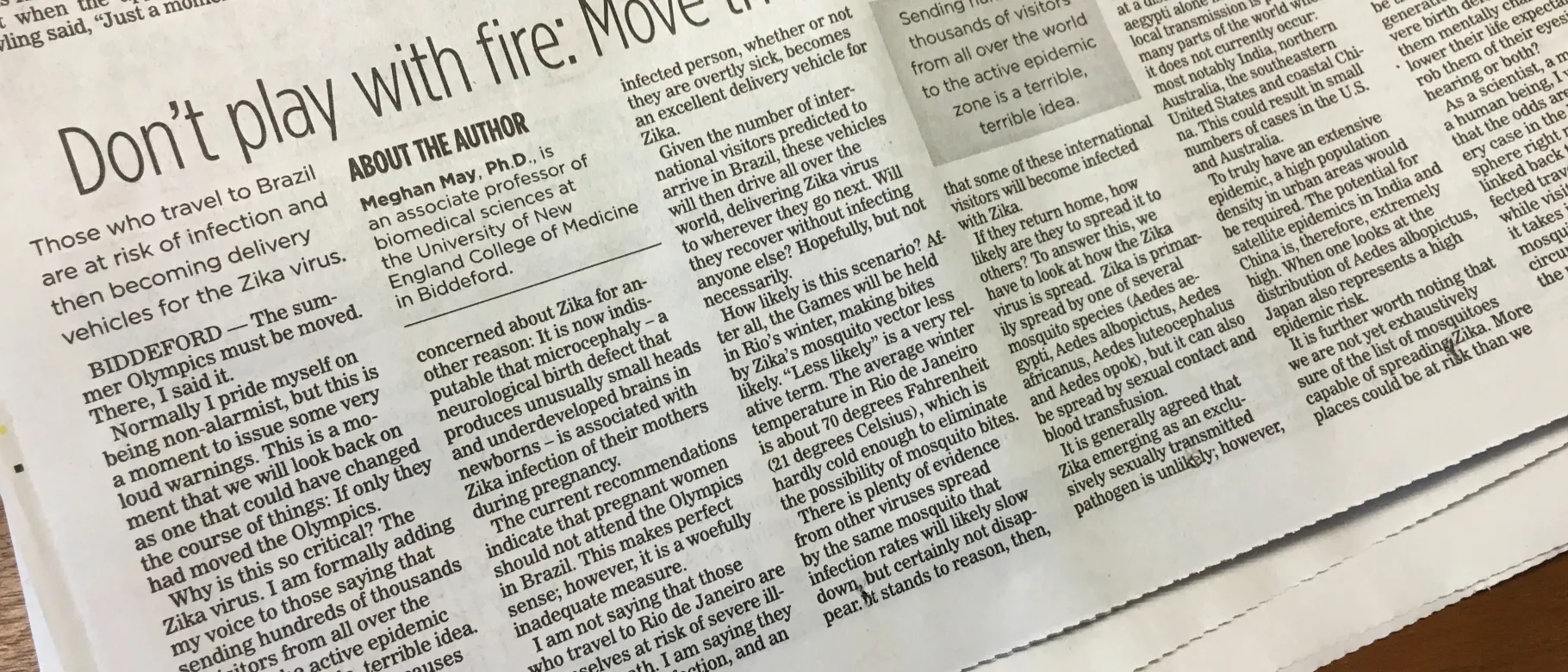 Meghan May pens piece for the 'Press Herald'