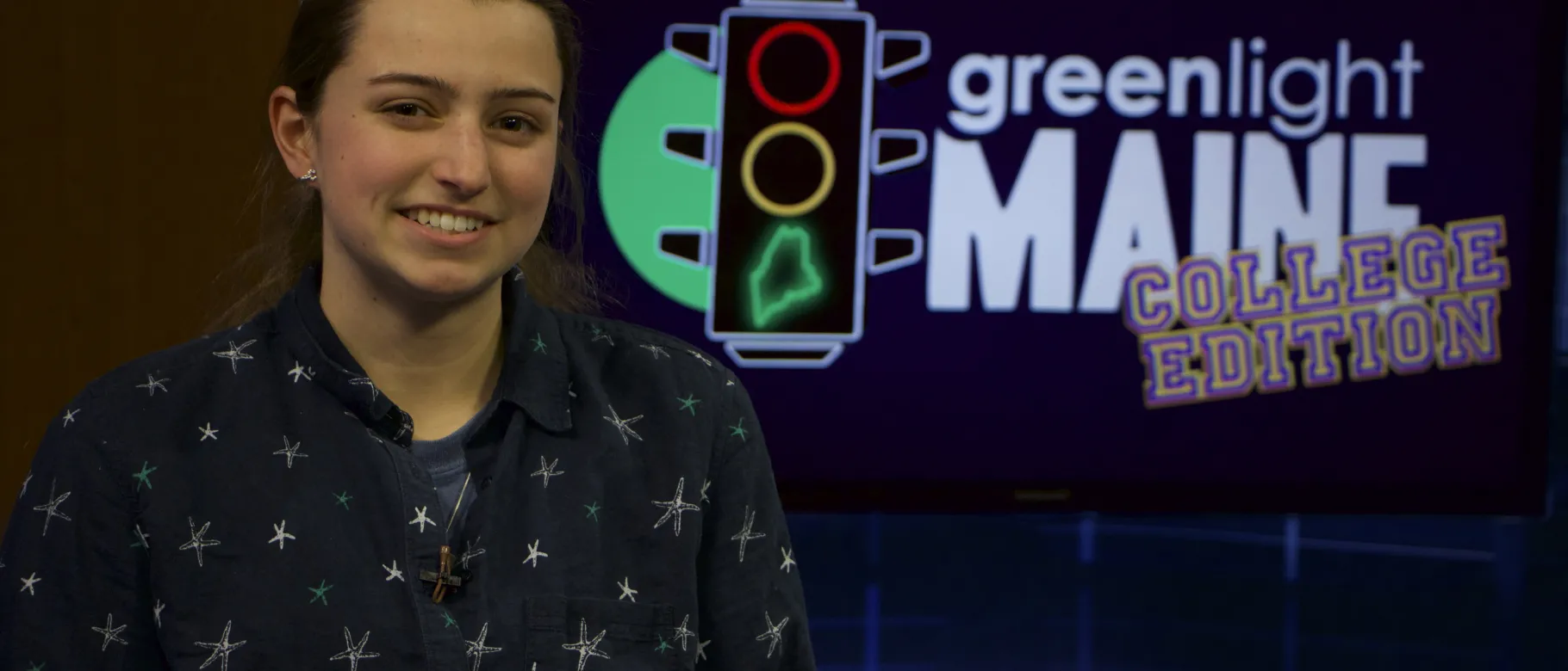 UNE Student Jillian Robillard on the Greenlight Maine television set
