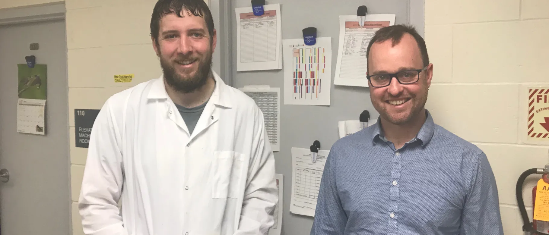 Seth Davis and Michael Burman inside their research lab