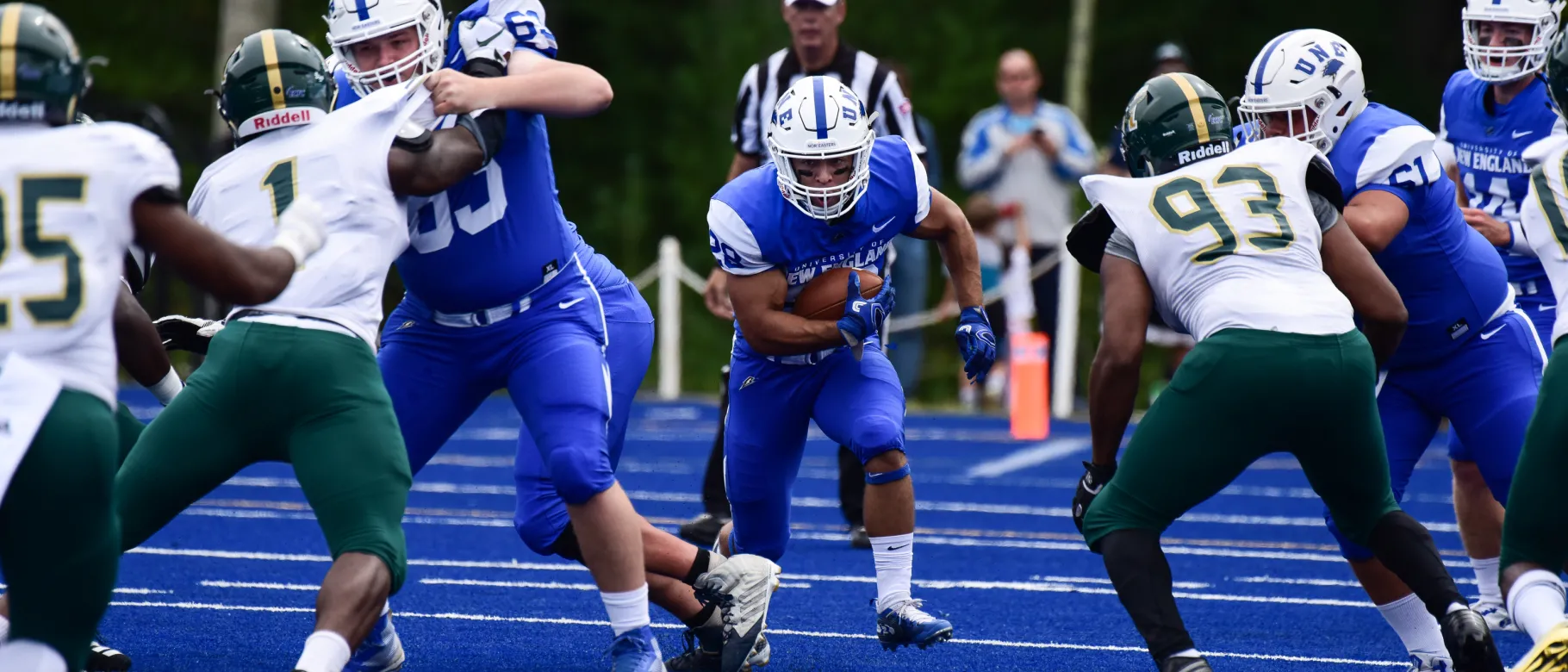 More than 2,000 fans came out to Blue Storm Stadium for UNE's first home football game