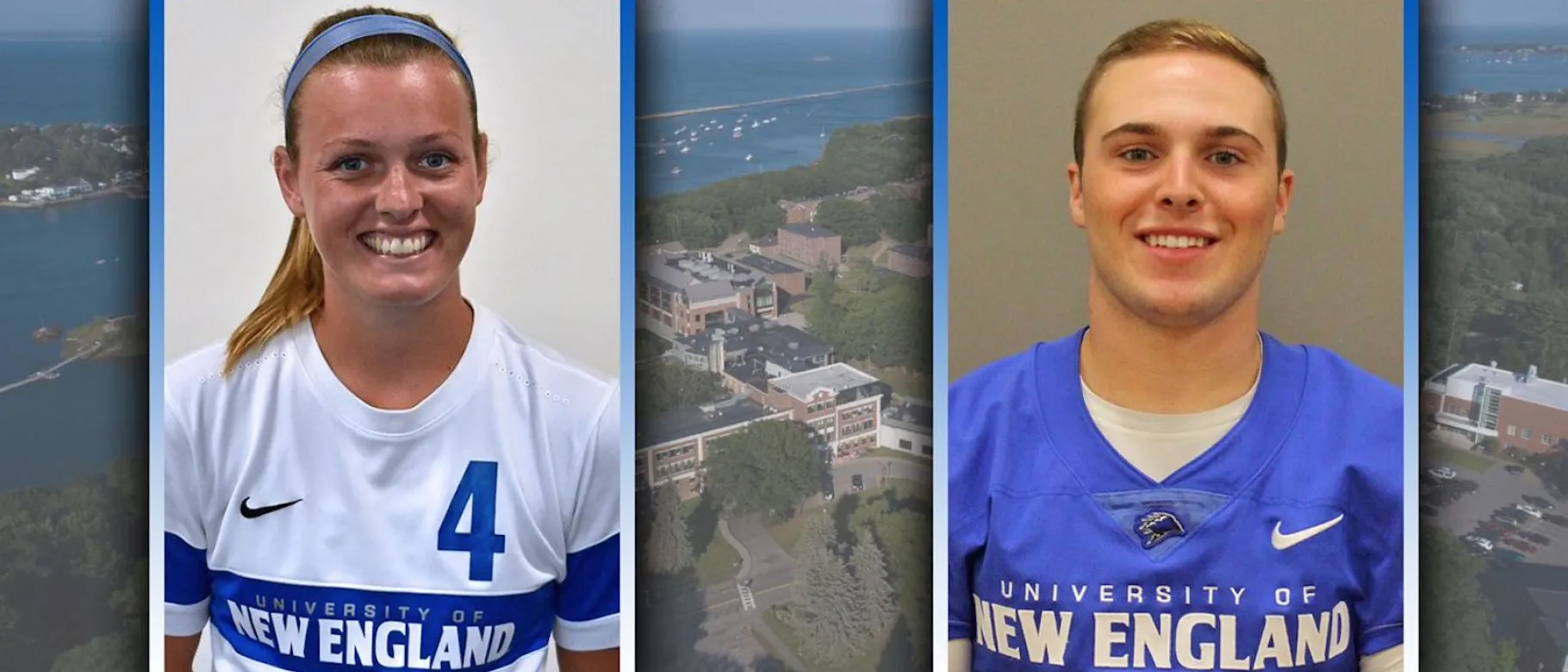 UNE student athletes Katie Beaudoin (Applied Exercise Science, ’20) and Paul Guglietta (Sport and Recreation Management, ’21)