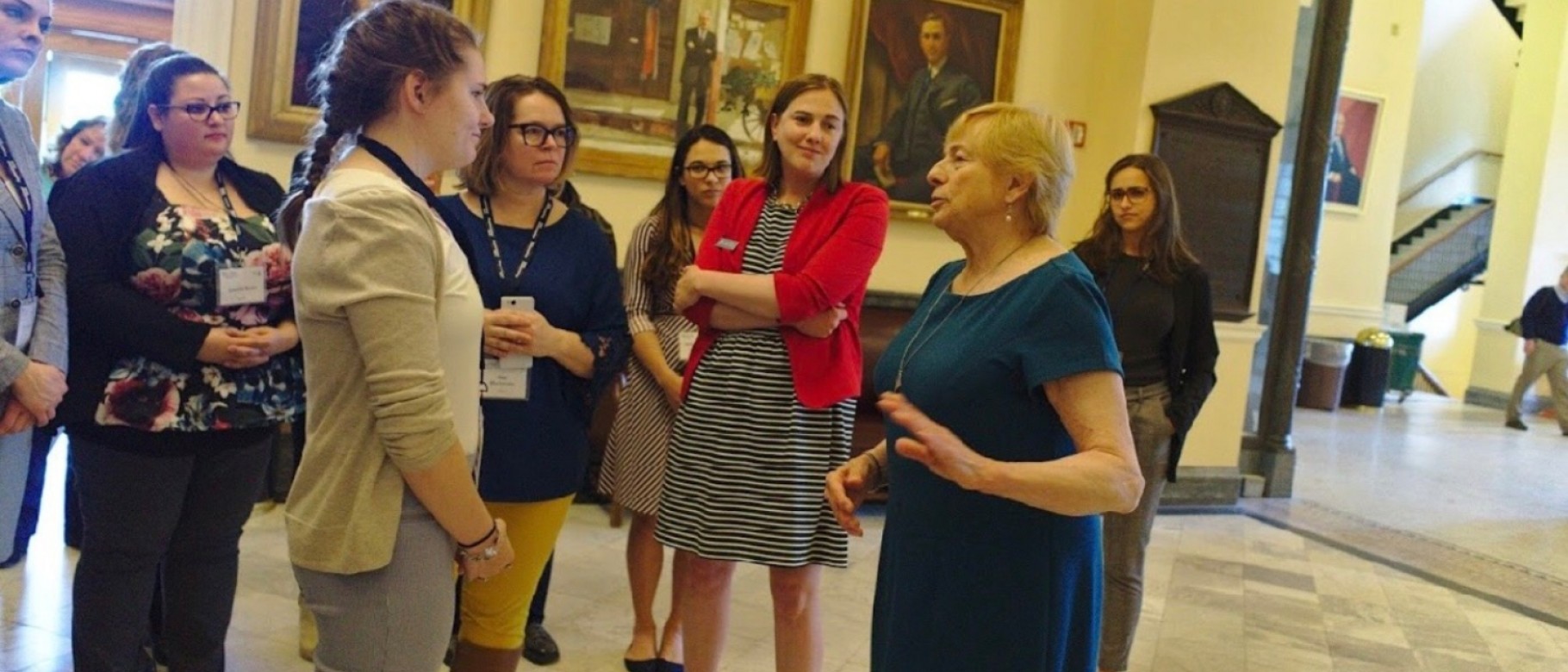 Erynn Mills meets Maine's first female governor Janet Mills at the Maine State House