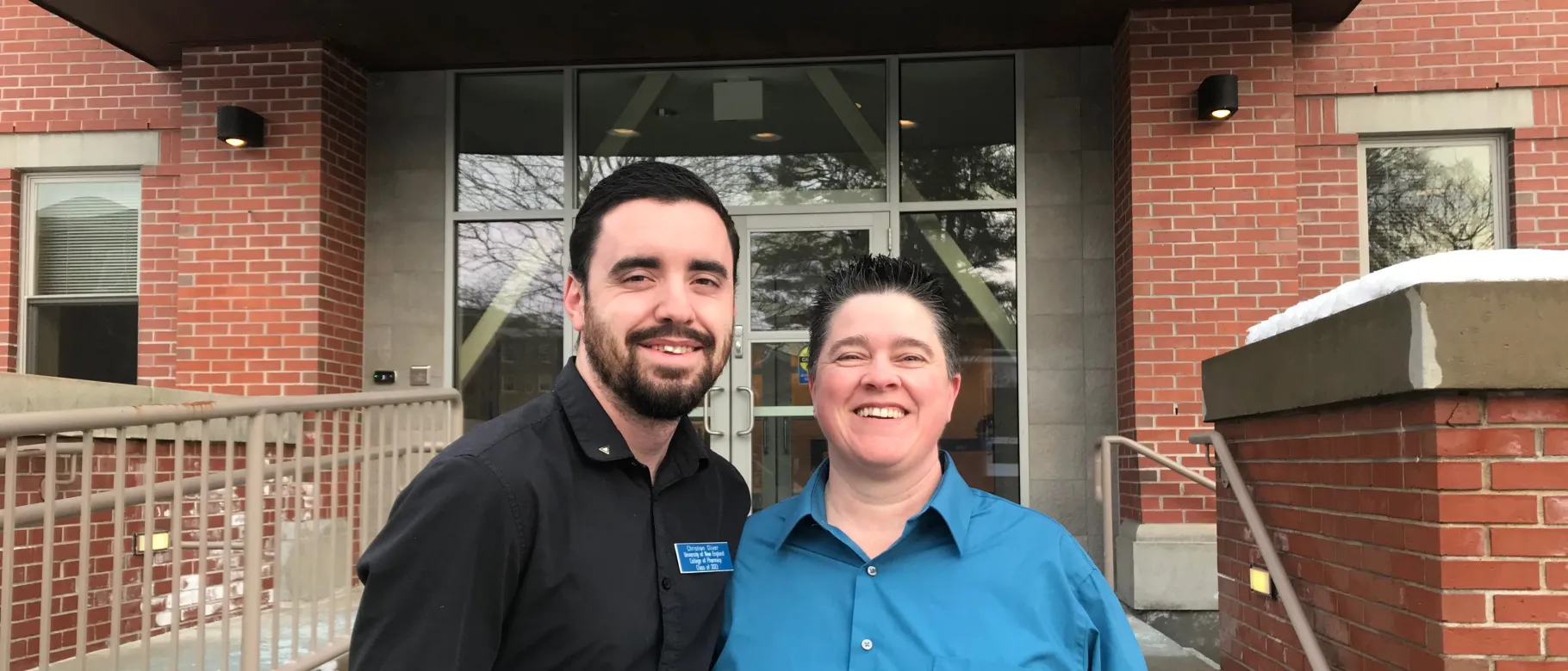 Christian Oliver and his mother Neva Gross are both students at UNE's College of Pharmacy