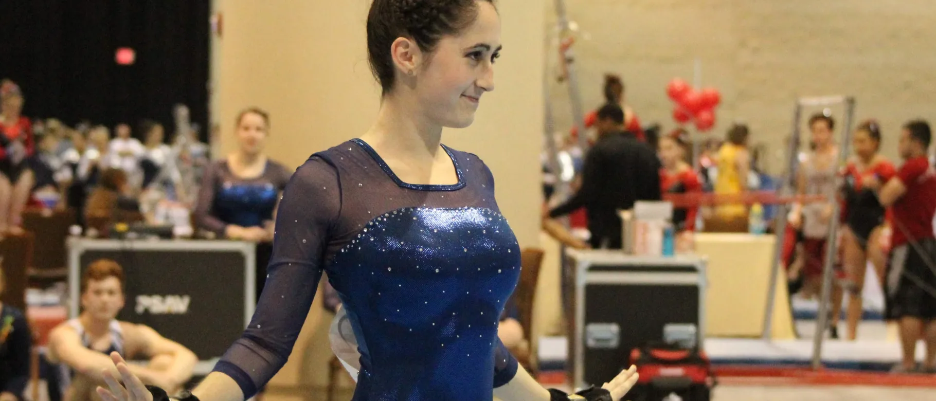 Rose Karis of the UNE gymnastics team