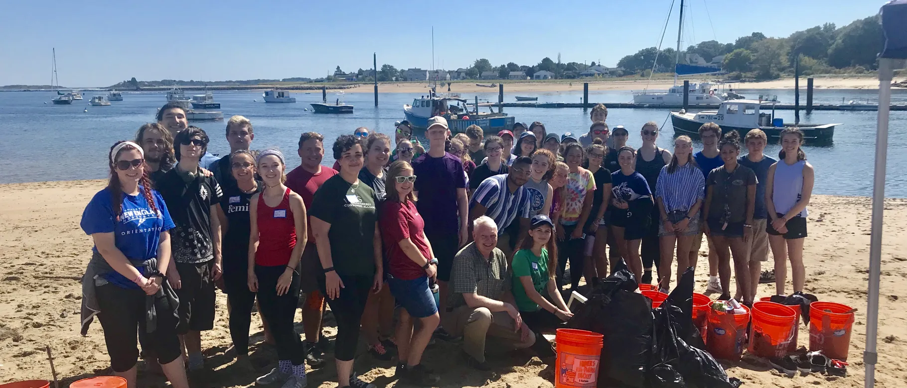 UNE students from the marine, environmental and nursing programs joined other volunteers in cleaning up Camp Ellis