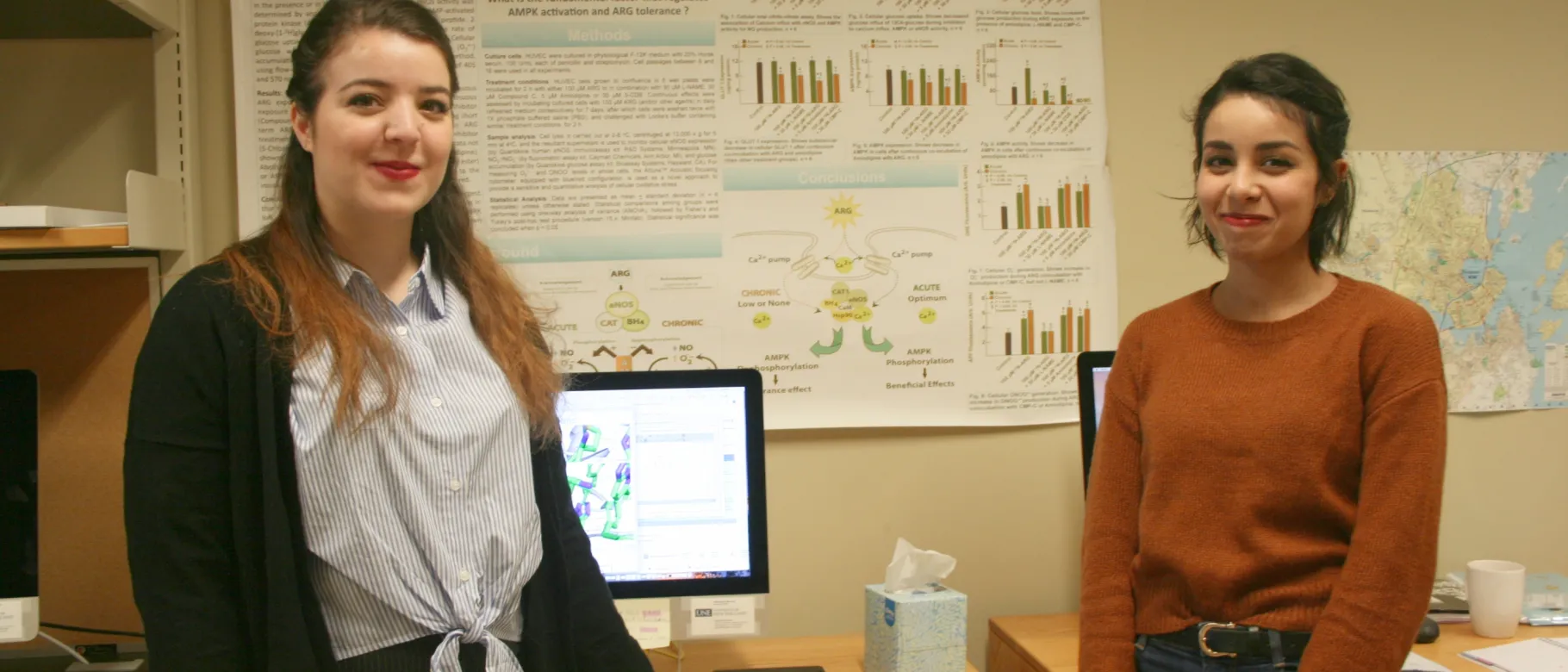 Two international students working on their master's degrees in France arrived at UNE in January