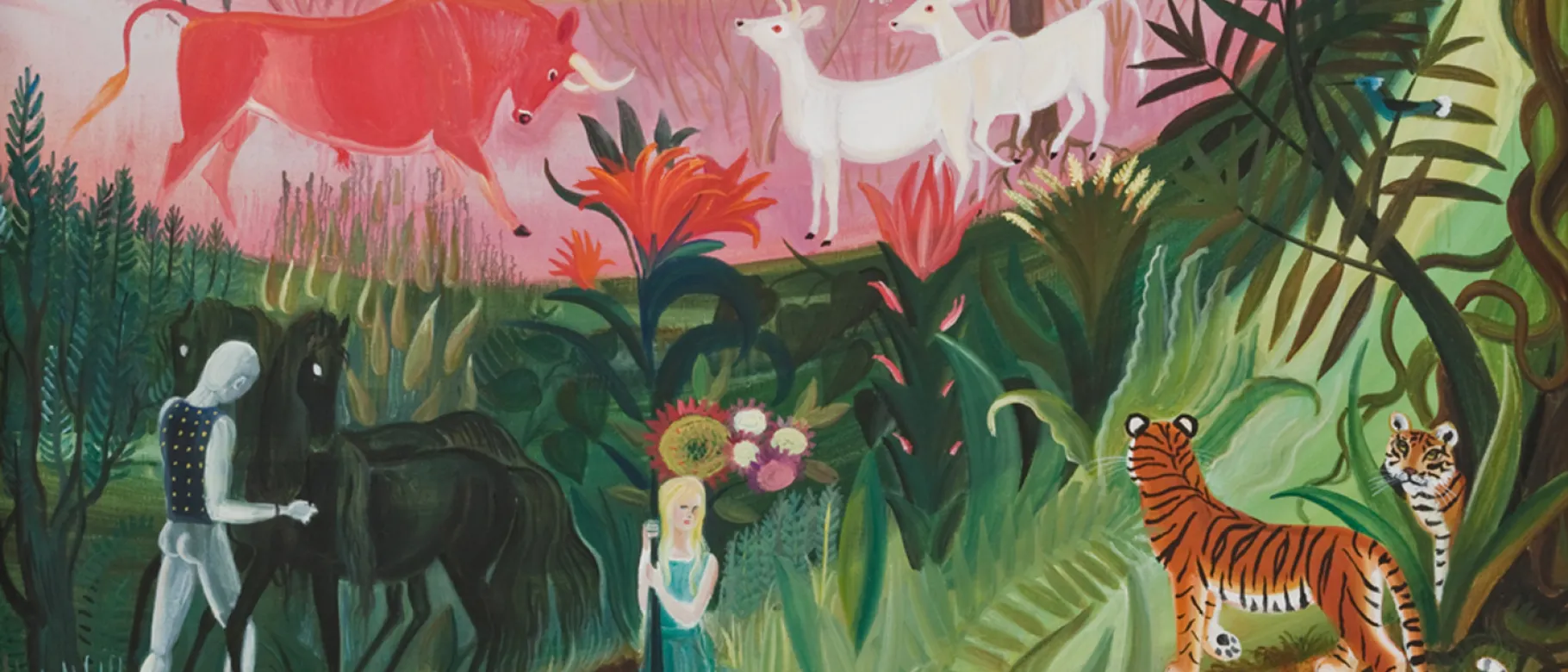 “Persephone Returns Bringing Spring,” 1967, by Dahlov Ipcar; gift from the artist to Westbrook College in 1978