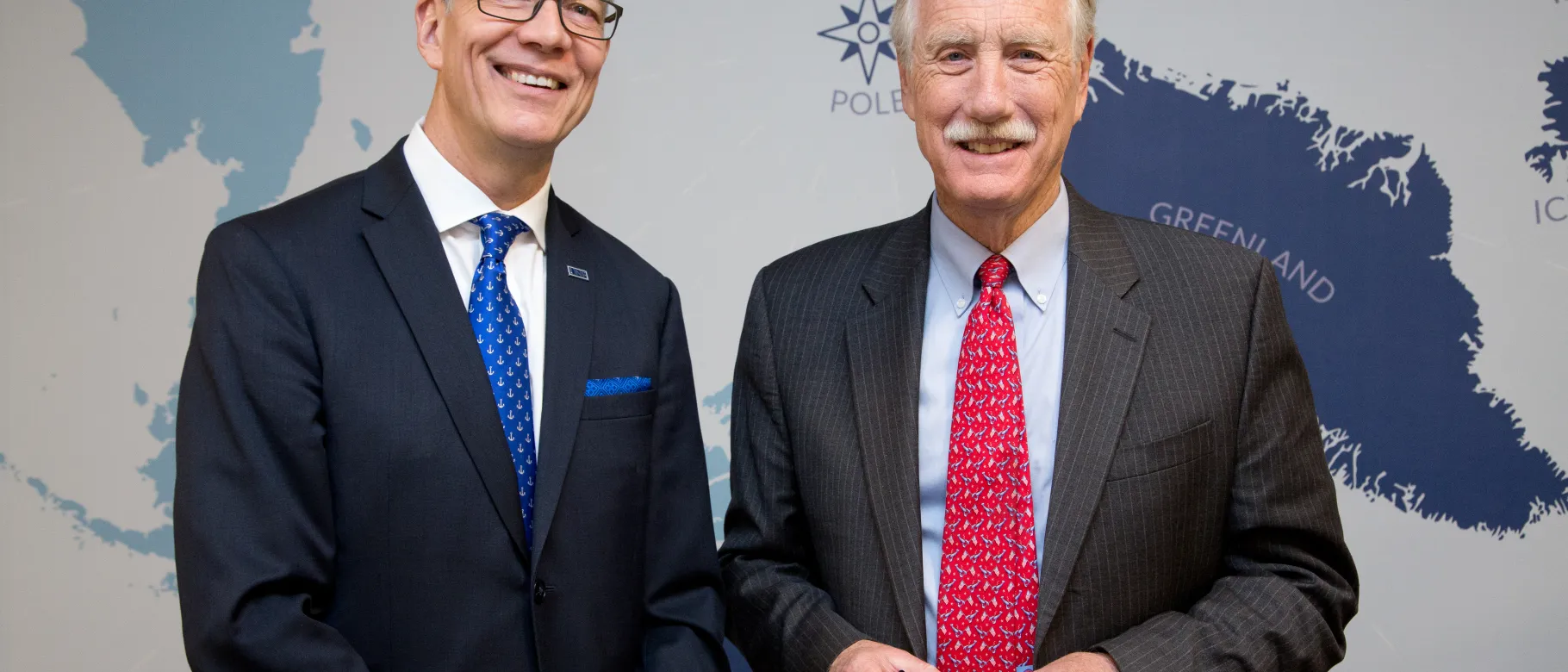 Senator Angus King and UNE President James Herbert