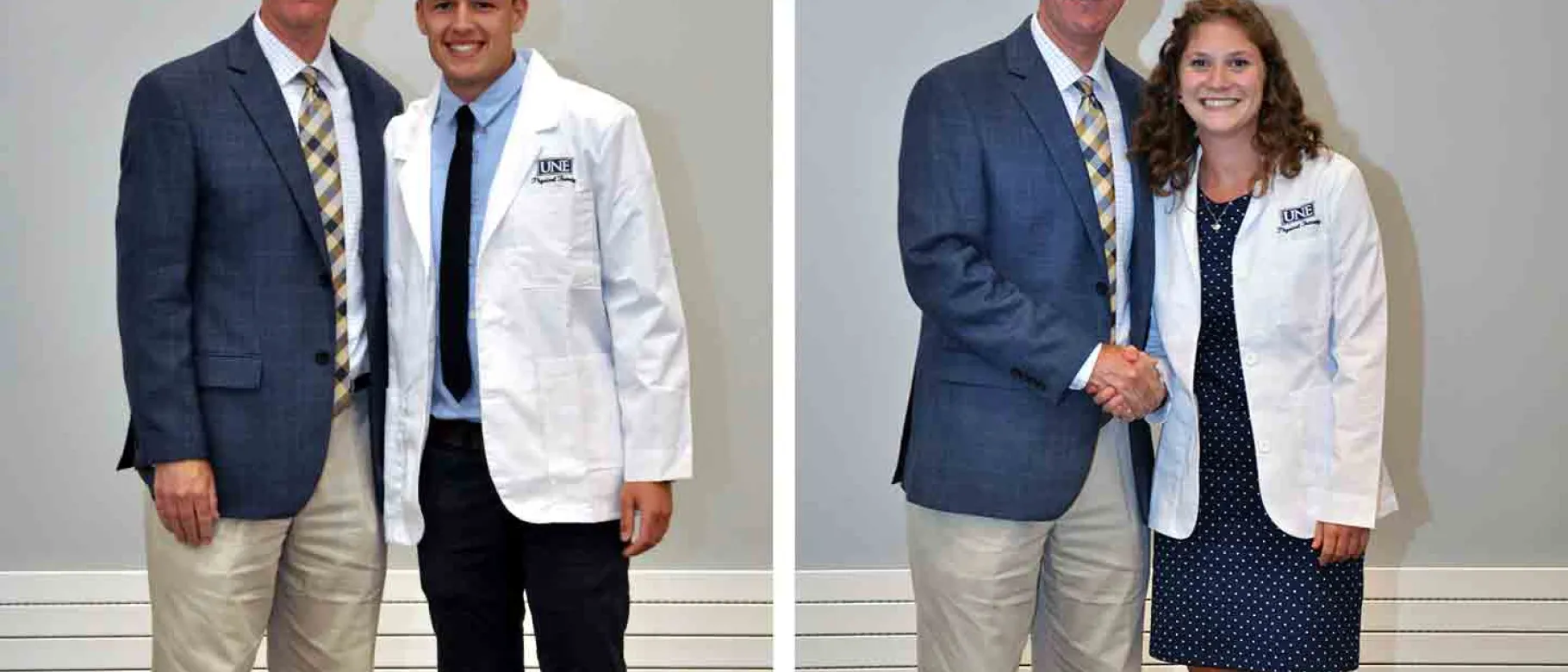 Cameron Vaillie and Megan Burns with Department of Physical Therapy Interim Program Director Jim Cavanagh