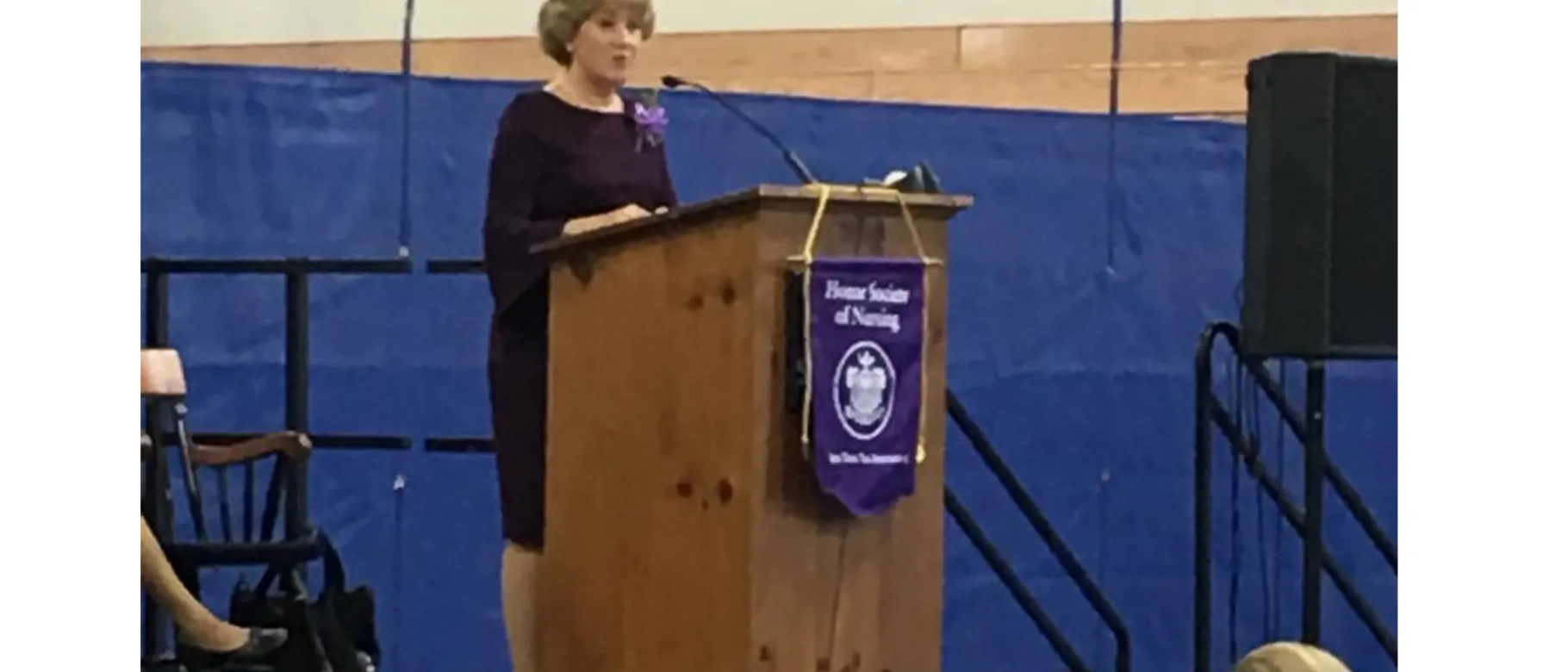Debra Kramlich gives the keynote speech at the International Honor Society for Nurses annual induction ceremony