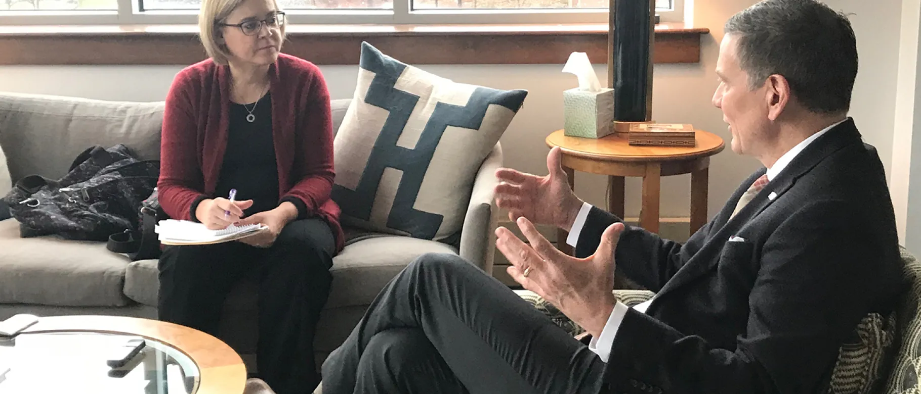 President Herbert is interviewed by Renee Cordes of Mainebiz
