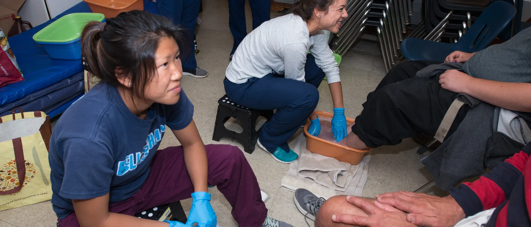 Denise Tso and Karla Pagan treat clients at the Milestone Foundation