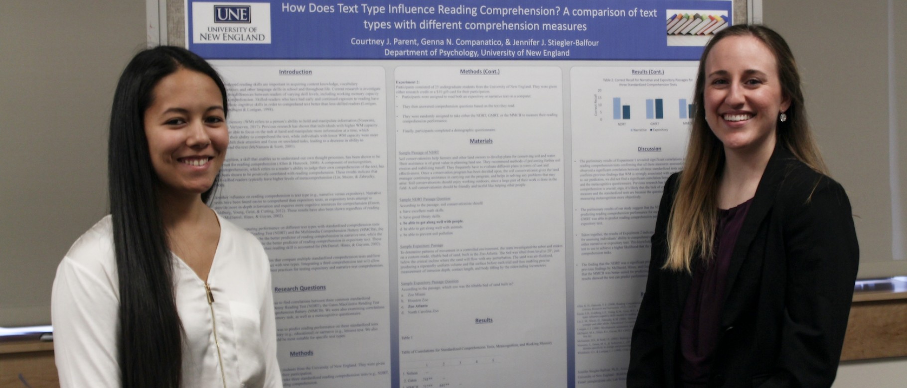  Genna Companatico and Courtney Parent present their research on how text type influences reading comprehension