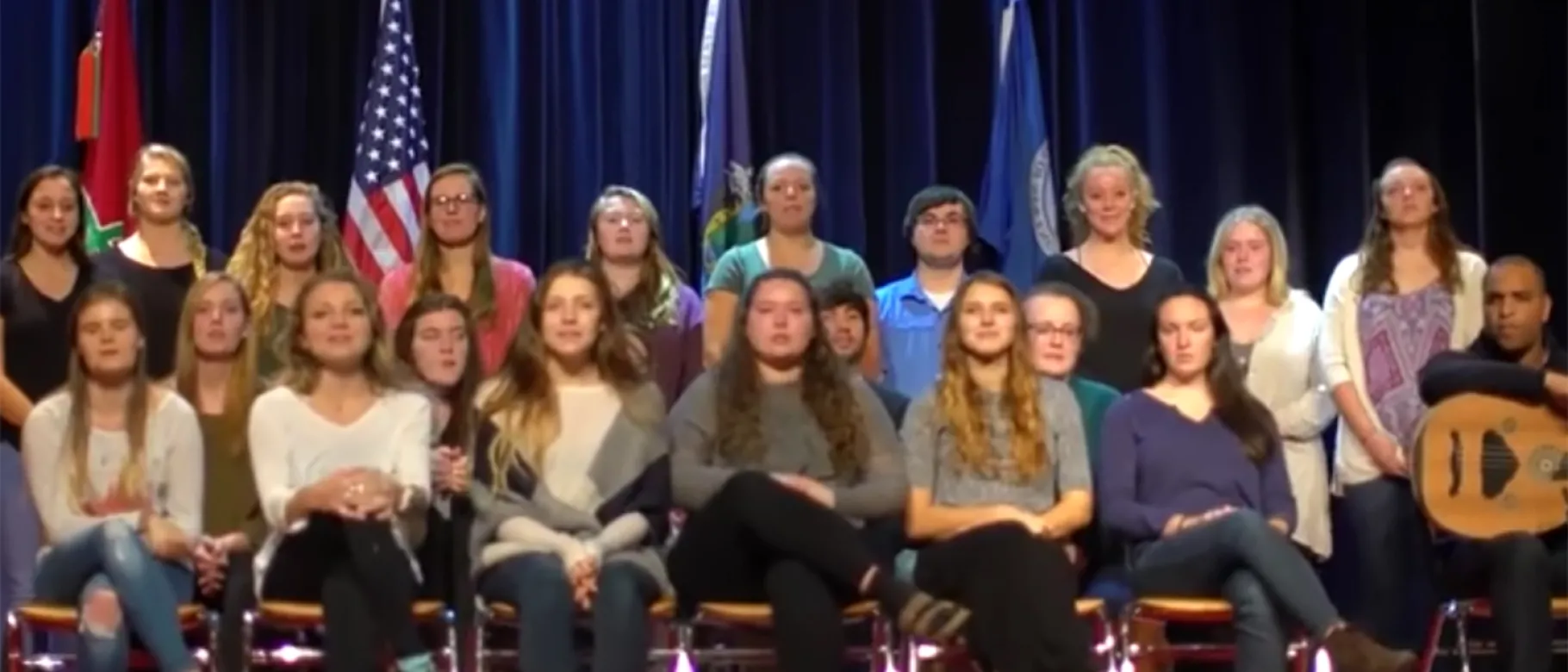 UNE Tangier, Morocco Campus students sing the national anthem