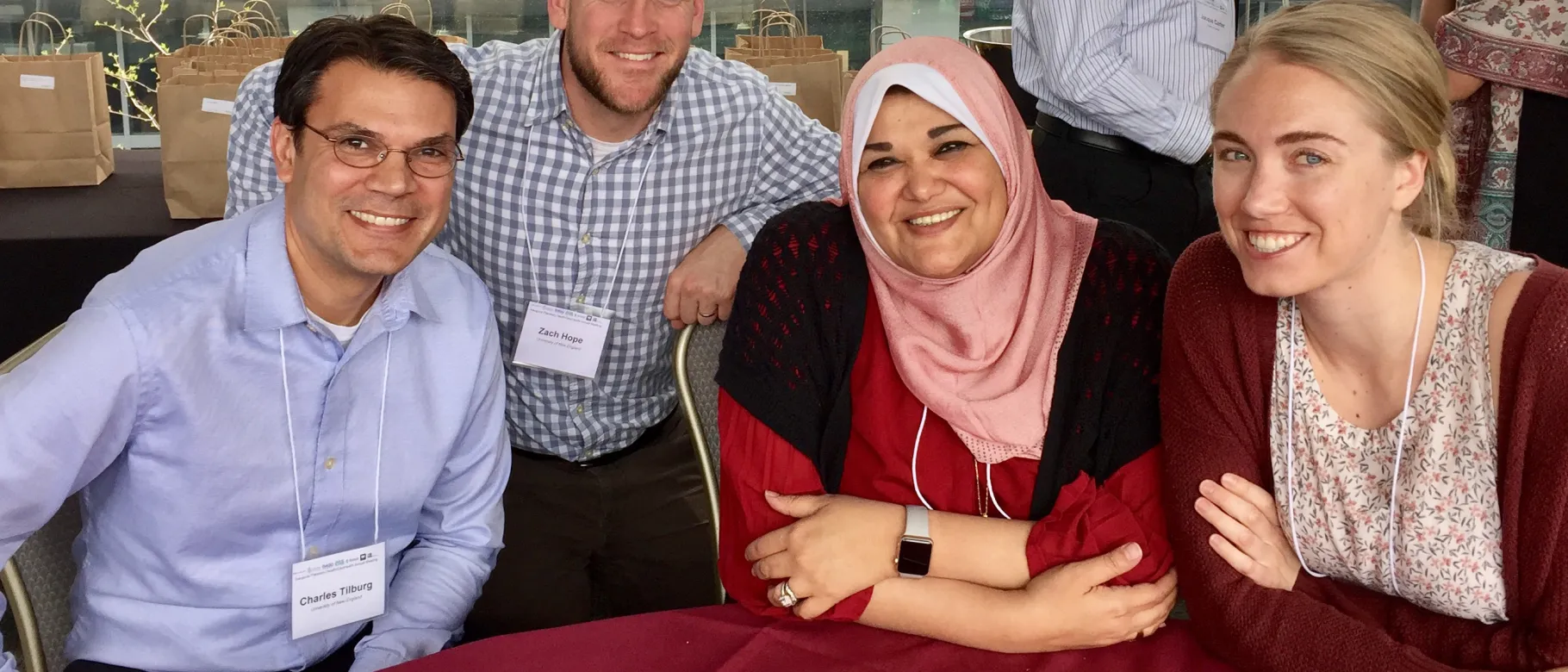 UNE Planetary Health Steering Committee members Charles Tilburg, Zach Miller-Hope, Hywda Arafat and Collyn Baeder