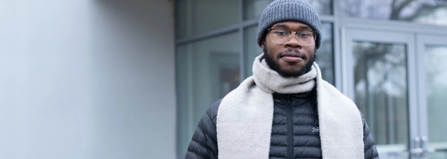 U N E student Aryn Morgan in winter clothes