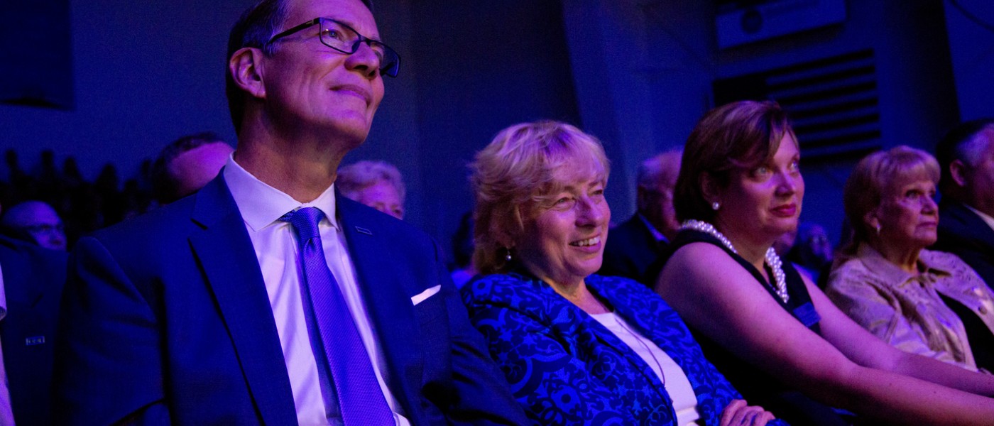 President Herbert and Maine Governor Janet Mills in the audience at the Bush Lecture