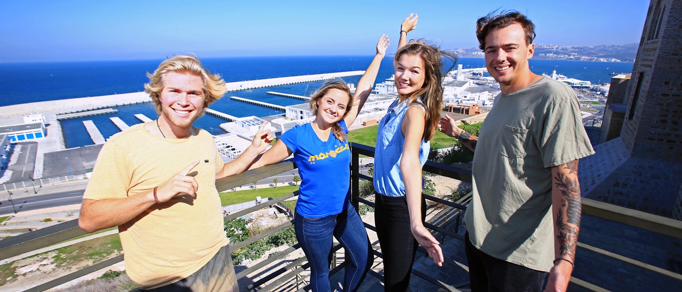 students overlook tangier from a height