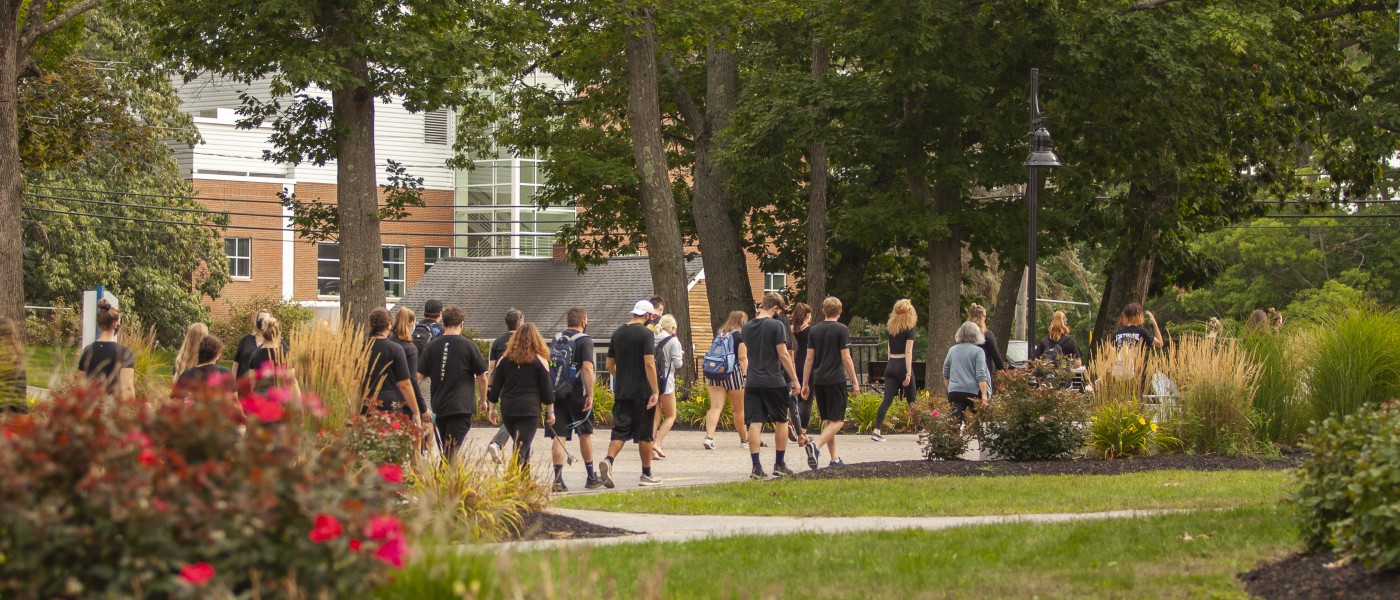 students participate in the march for social justice held on the biddeford campus