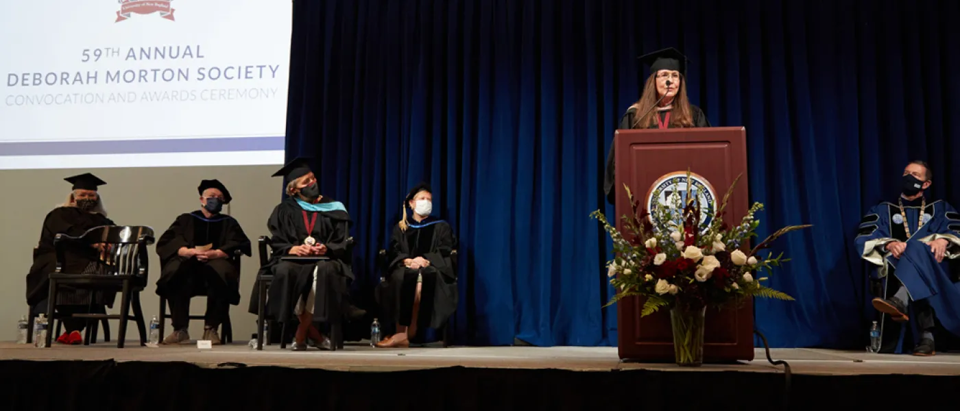 Inductee Susan Hammond giving remarks at the 59th Annual Deborah Morton Society Convocation