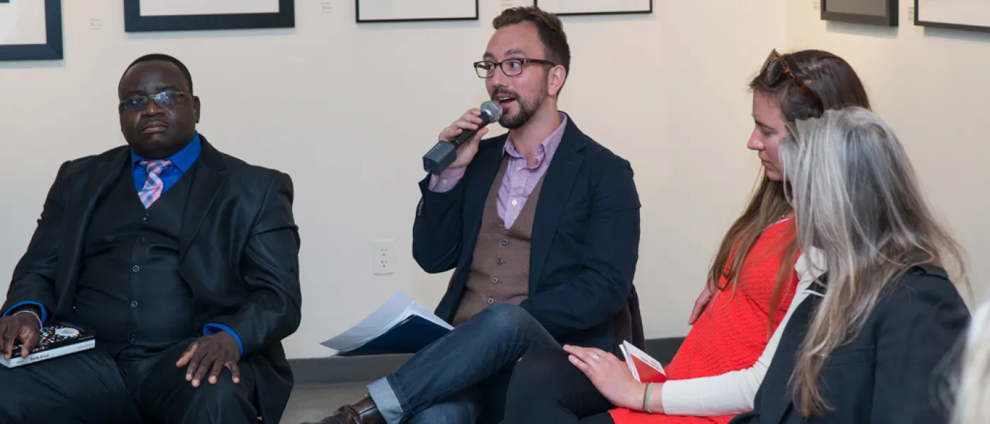 An art panel at the UNE Portland Art Gallery