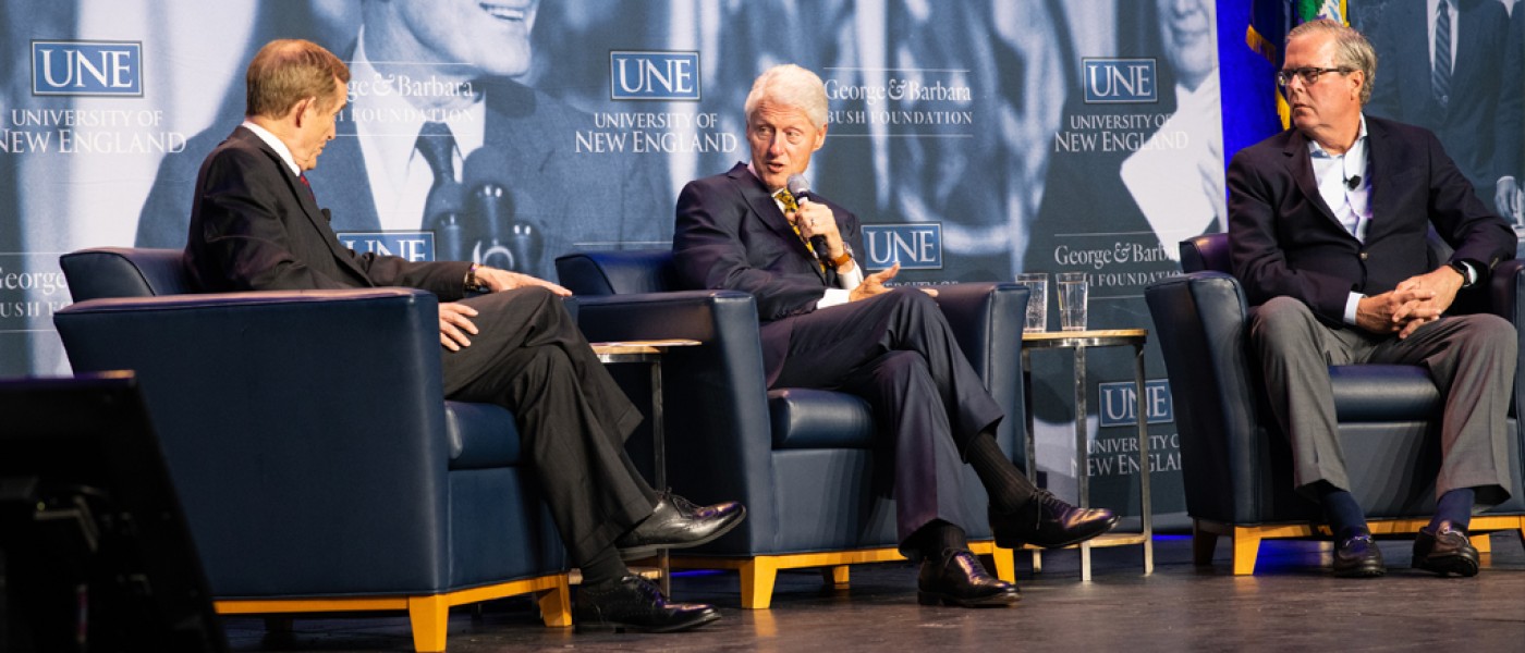 Bill Clinton speaking at the George and Barbara Bush Foundation lecture