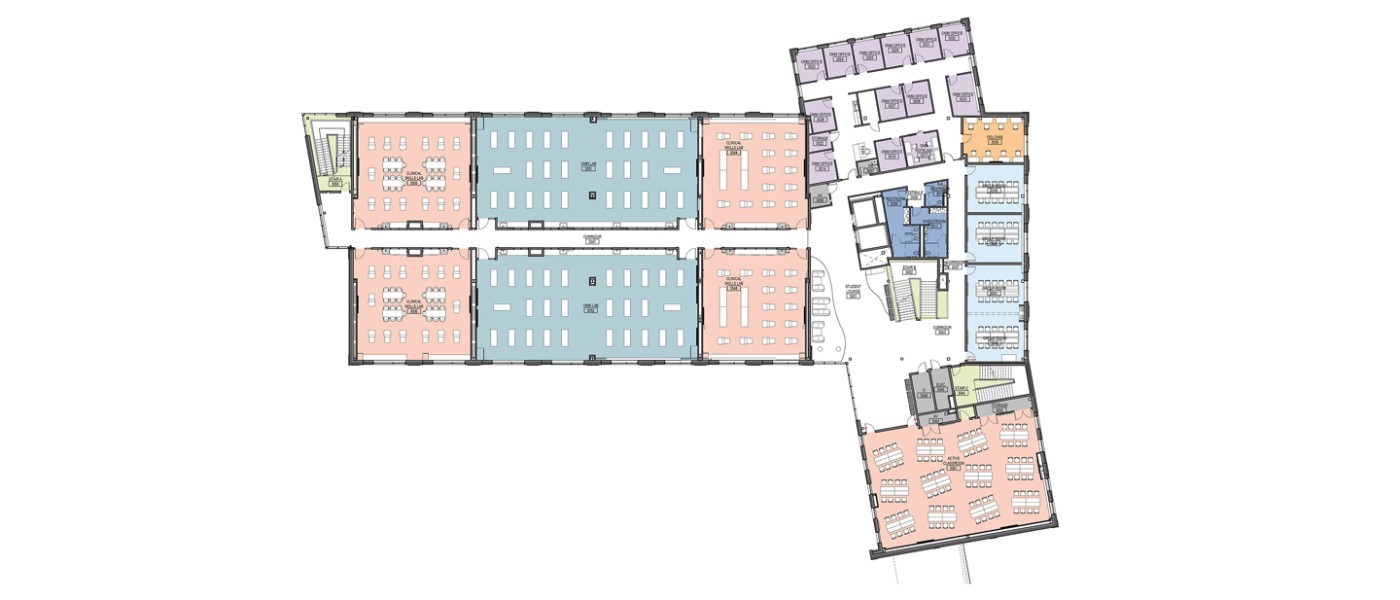 Map illustration of the new COM building's third floor