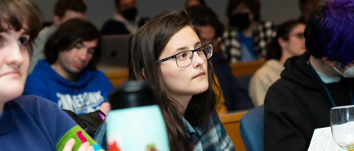 A student listens during the Climate and Justice Teach-In