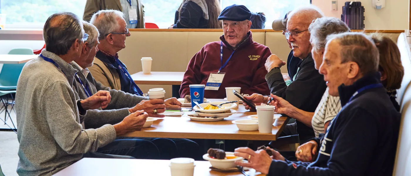 St. Francis Alum having lunch in the Commons