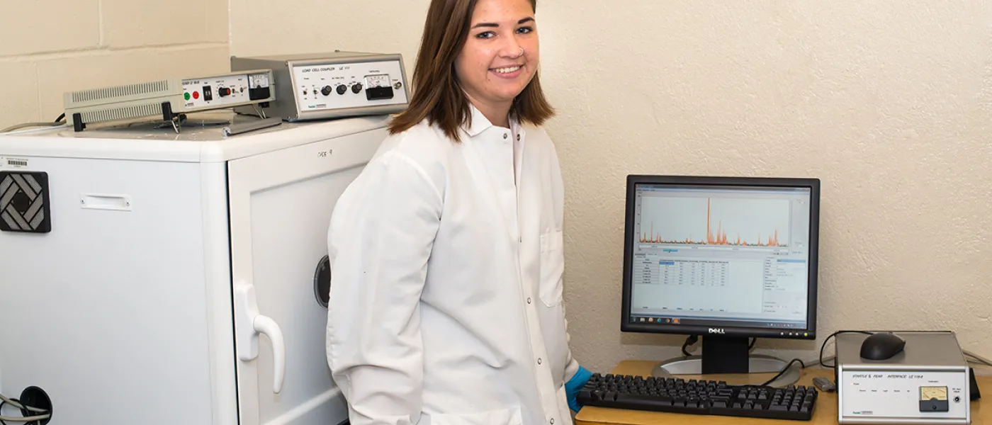 A student working in the Burman Lab