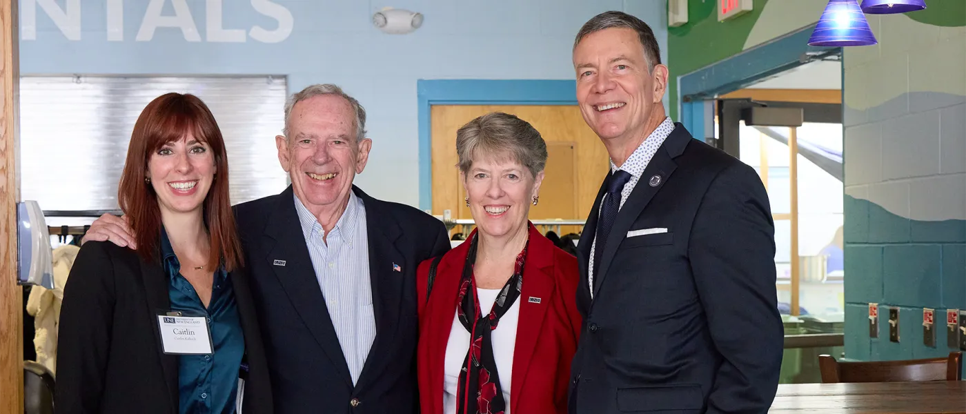 President James Herbert poses with a group at the Deborah Morton Society ceremony