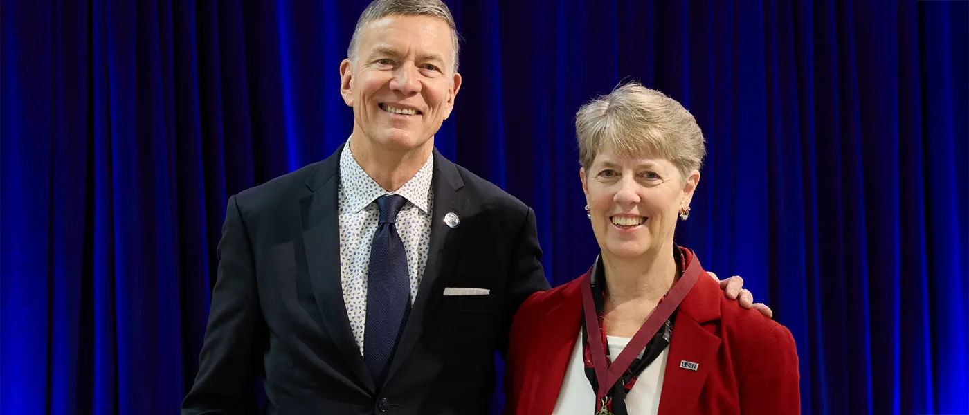 Deborah Morton Society awardee Diane Collins Field with President James Herbert