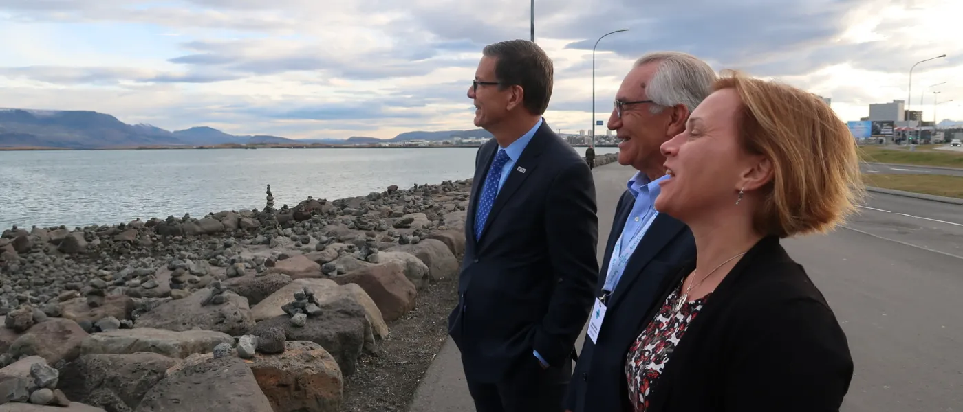 President Herbert, Provost Hamilton and Associate Provost Parker enjoy the sights around Reykjavík