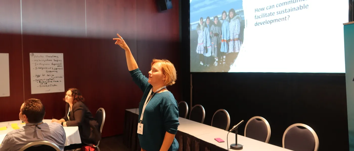 Holly Parker leads a session on sustainable development in the Arctic