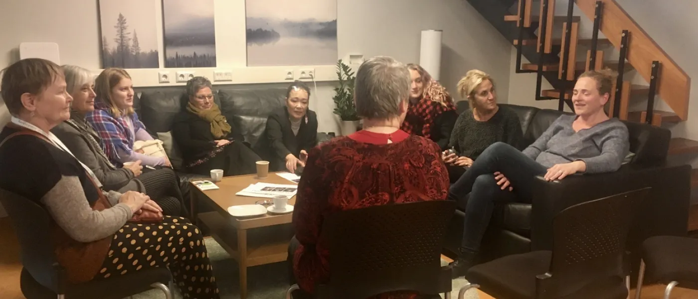 Shelley Cohen Konrad and student Suzanne Fox meet with mental health providers off-site in Iceland