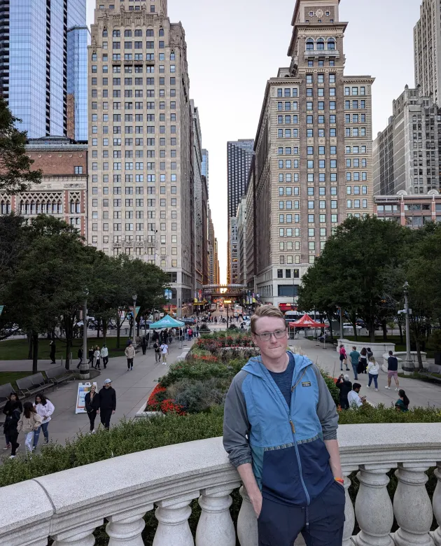 Peter Neufeld poses for a photo in downtown Chicago
