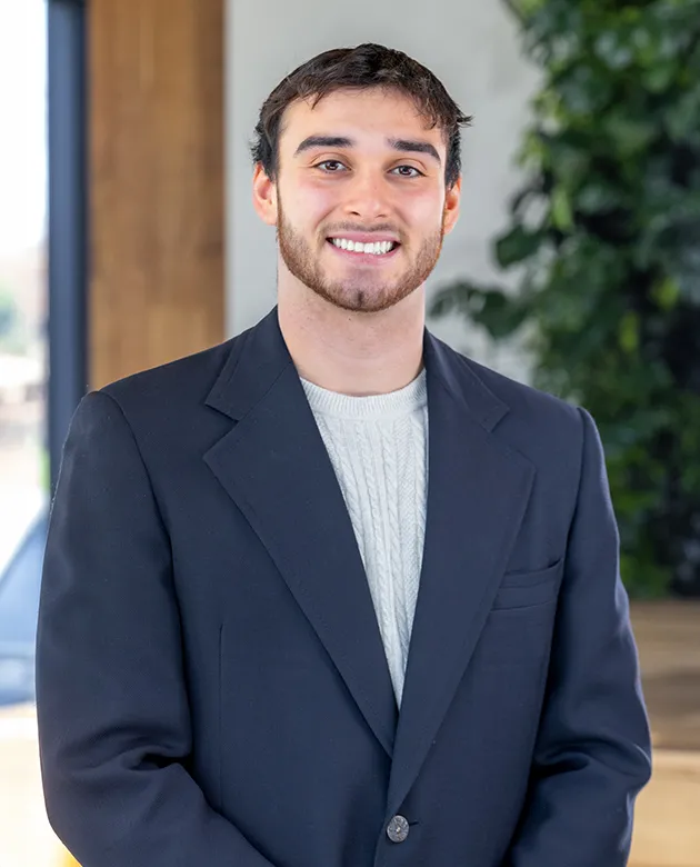Tyler Richards, a business administration major, takes a portrait
